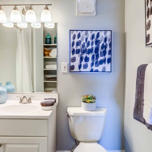 Bathroom in Our Model bathroom with modern finishes
